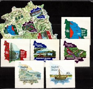 NORFOLK ISL. Sc 181-86+184a NH issue of 1974 - 3D SET - MAPS-BIRDS-SHIPS