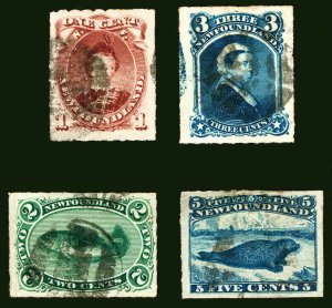 Newfoundland #37 - #40 1876-1879 Rouletted Set of 4 Very Fine Used