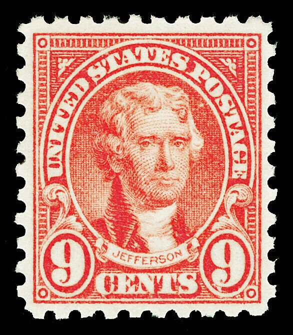 Scott 590 1926 9c Jefferson Perforated 10 Rotary Press Issue VF OG NH Cat $12.50