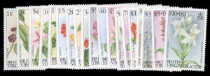 Virgin Islands #692-710 Cat$55.30, 1991-92 Flowers, complete set, never hinged