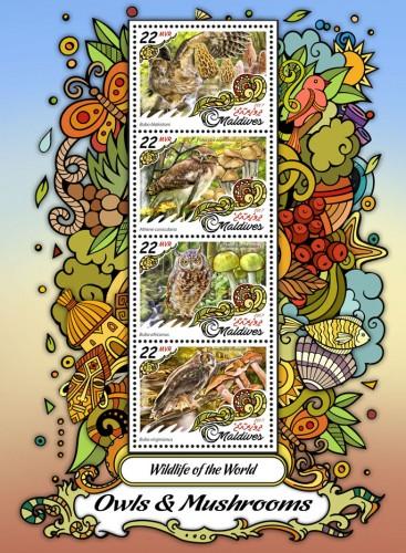 MALDIVES 2017 SHEET OWLS MUSHROOMS mld17210a