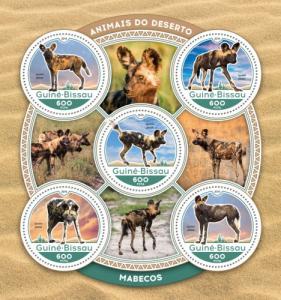 GUINE BISSAU 2016 SHEET WILD DOGS MABECOS WILDLIFE HYENAS HYENES HIENAS gb16602a