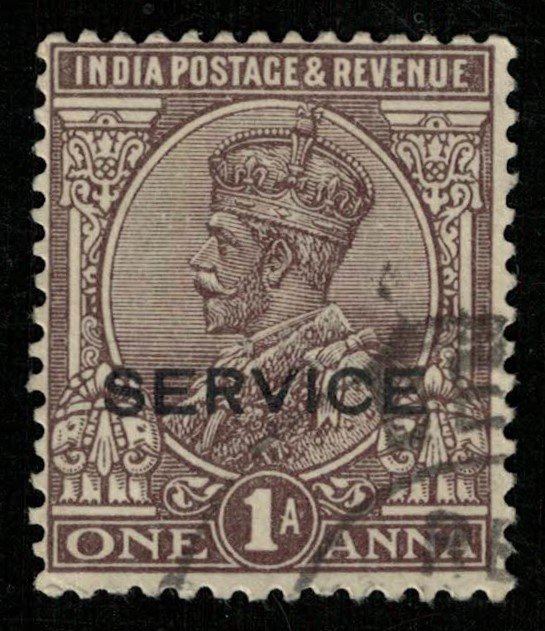 India, 1 Anna, SERVICE, 1931, King George V, Watermark Star (T-6058)