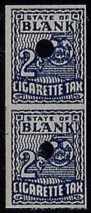 Cigarette Tax Stamp Test / Dummy / Specimen? State of Blank Coil Pair Mint NH