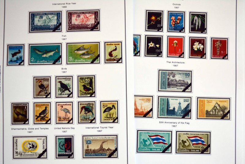 COLOR PRINTED THAILAND 1941-1970 STAMP ALBUM PAGES (29 illustrated pages)