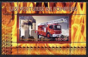 CONGO KIN. - 2009 - French Fire Engines  - Perf Min Sheet - MNH - Private Issue