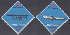 ZAYIX - Mexico C430, C431 MNH Biplane Mexican Airlines  Aviation  071522S37M