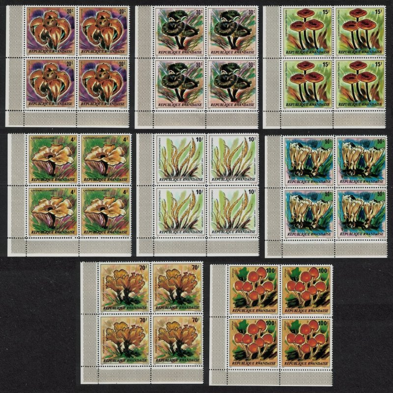 Rwanda Fungi Mushrooms 8v Corner Blocks of 4 1980 MNH SG#988-995