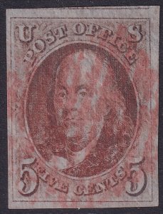 #1 Used, XF, 4 wide margins, red grid cancel (CV $425 - ID47908) - Joseph Luft