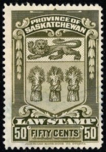 1938 Canada Revenue 50 Cents Saskatchewan Law Stamp Used