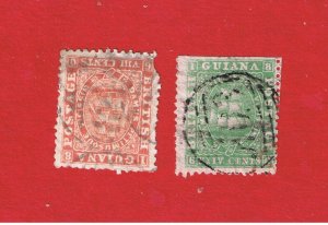 British Guinea #33 & 33C  VF used  Seal of Colony  Free S/H
