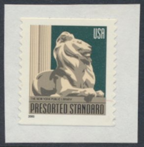 USA Sc# 3447  Used SA on piece  Library Lion presorted see details / scan