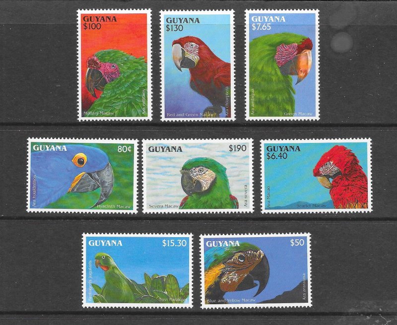 BIRDS - GUYANA #2652-9 PARROTS MNH