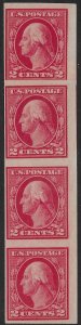 US 1912 Sc. #409V NH Strip of 4, top pair is paste-up, CV as 2 pair $18.00