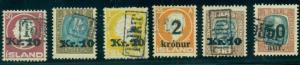 ICELAND #138,140-3,149 High val Ovpts all with TOLLUR (Revenue) cancels, VF