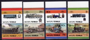 Tuvalu-Vaitupu 1986 LOCOMOTIVES 2nd.series (8) 4 Pairs MNH