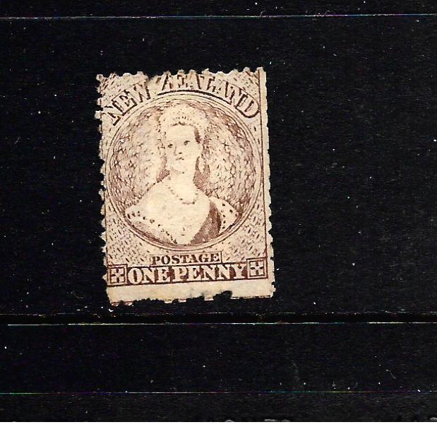 NEW ZEALAND  1871-73  1d  BROWN   FFQ  MNG    SG 132a CHALON