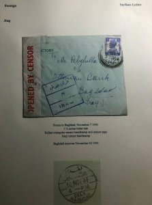 1941 Poona India Censored Cover To Ottoman Bank Bagdad Iraq For Victory