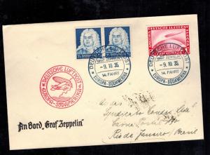 1935 Germany Graf Zeppelin LZ 127 Cover to Rio de janeiro BRazil 14th SAF Sieger