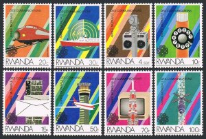Rwanda 1175-1182,MNH.Michel 1259-1266. World Communications Year 1984.Train,Ship