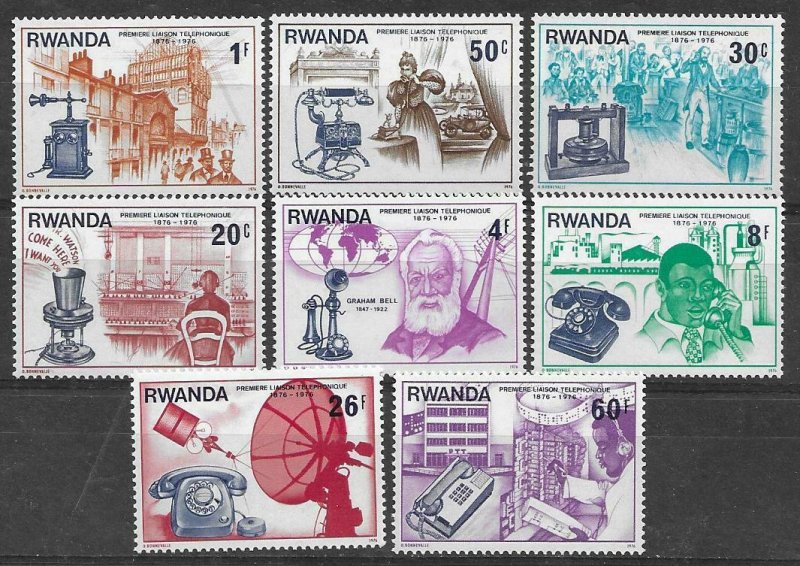 1976    RWANDA  -  SG.  751 / 758  -  TELEPHONE CENTENARY    -  UMM