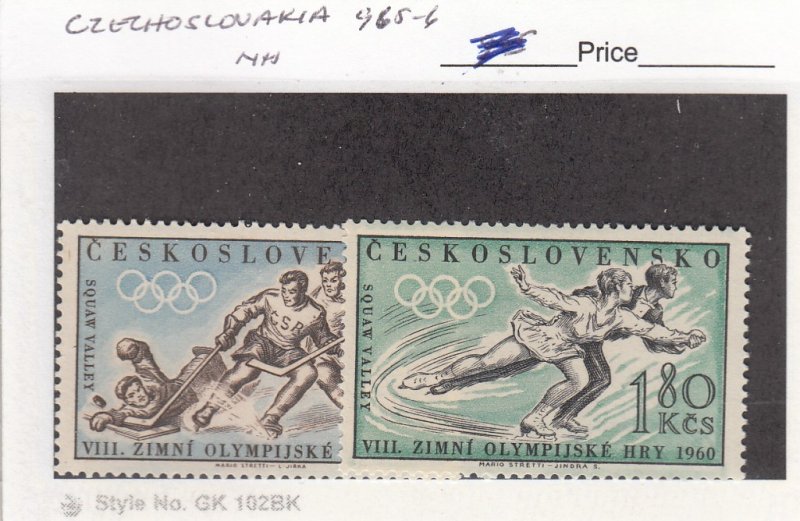 J26094  jlstamps 1960 czechoslovakia set mnh #965-6 sports 1 signed ,all checked