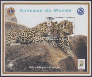 NIGER  Sc # 1007 MNH SOUVENIR SHEET of LEOPARDS and EMBLEMS (See Description)