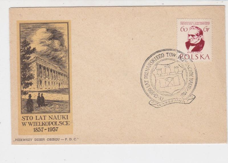 Poland 1957 100 Years of Study in Wielkopolsce Emblem FDC Stamp Cover Ref 23032