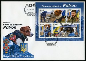 TOGO 2022 RUSSIA'S INVASION OF UKRAINE PATRON DETECTION DOG  SHEET FDC