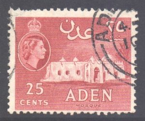 Aden Scott 51 - SG54, 1953 Elizabeth II 25c used