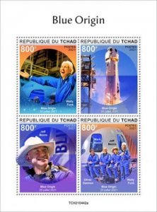 2020/10- CHAD- BLUE ORIGIN        4V complet set    MNH ** T