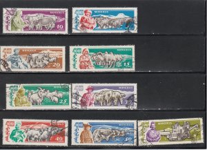 Mongolia # 243-251, Herdsmen and Animals, Used