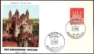 1961 Germany FDC Scott #- 843 900th Anniversary Imperial Cathedral Speyer