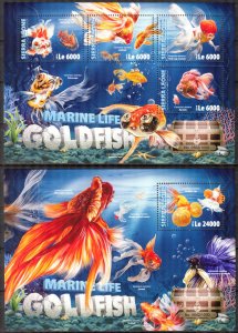 Sierra Leone 2016 Marine Life Golden Fishes Sheet + S/S MNH