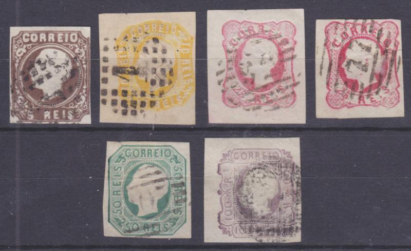 Portugal Sc 12-16 used 1862-1864 King Luiz Embossed Definitives cplt + Shade