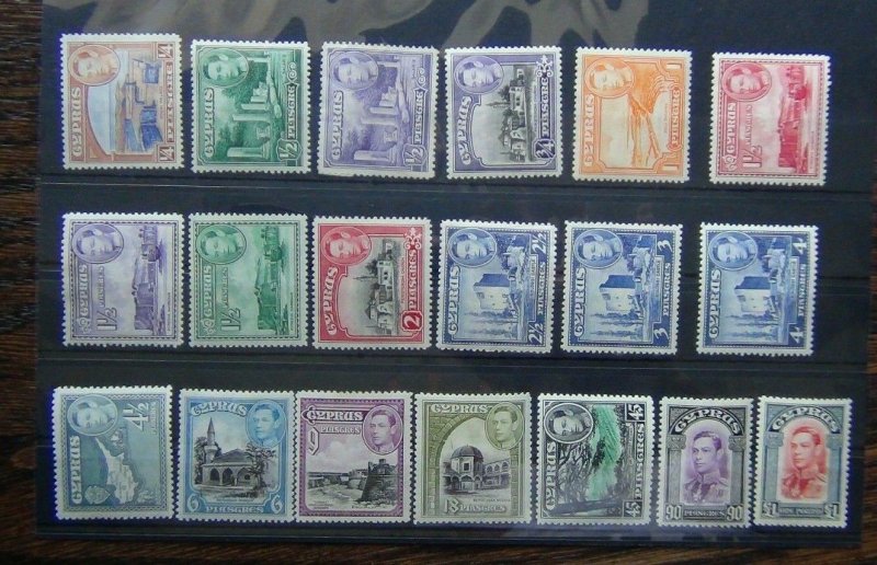 Cyprus 1938 - 51 set to £1 MM SG151 - SG163 (1/4p unused 1/2p Album remain)