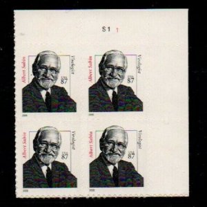 ALLYS US Plate Block Scott #3435 87c Dr. Albert Sabin [4] MNH F/VF [STK]