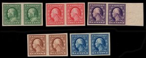 MOMEN: US STAMPS #343-347 IMPERF PAIRS MINT OG NH XF 3 APS CERTS LOT #82209