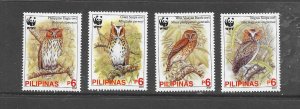 BIRDS - PHILIPPINES #2946-9 OWLS WWF  MNH