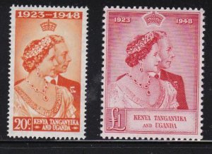 Album Treasures Kenya Uganda Tanganyika Scott # 92-3  Silver Wedding  Mint H