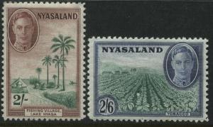 Nyasaland KGVI 1945 2/ and 2/6d mint o.g.