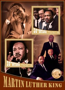 Stamps. Martin Luther King 1+1 sheets perf 2021 year Guyana