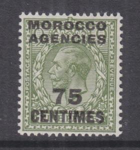 MOROCCO AGENCIES, FRENCH CURRENCY, 1925 KGV, Block Cypher, 75c. Olive Green, mnh