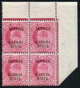 Chamba SG33 KEVII 1a Block inc ICHAMBA VARIETY U/M Stated from the 1908 Print...