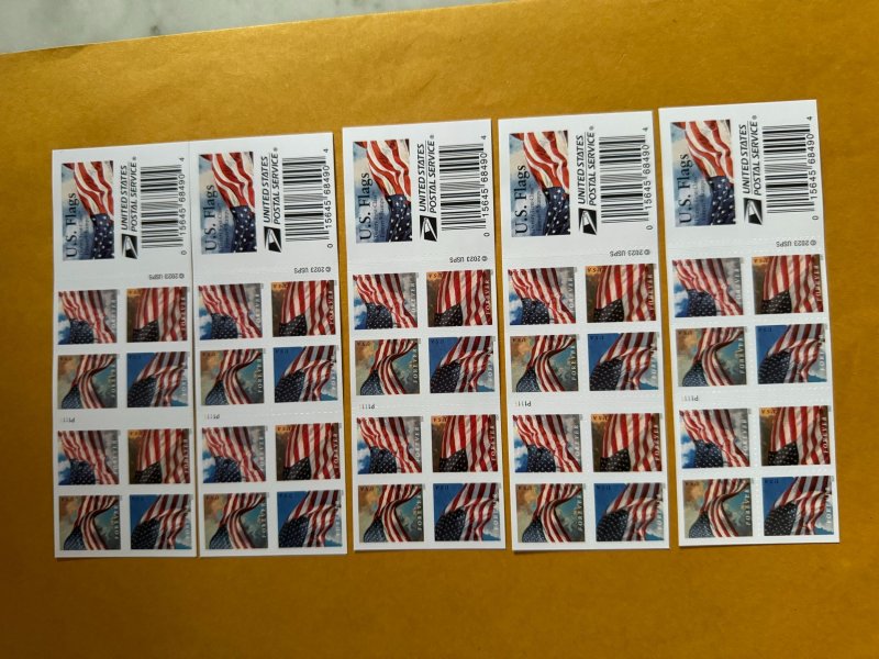 US USA 5 Booklets (100 Pcs) of 2024 Forever US Flag MNH Stamps with Free FedEx.