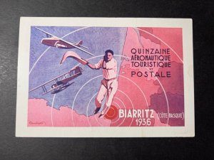 1936 France Postcard Airmail Cover Biarritz cote Basque to Pornichet 2