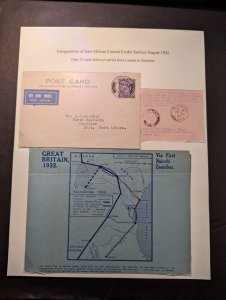 1932 England Airmail Postcard Cover London to Zanzibar British 1 of 12 Flown