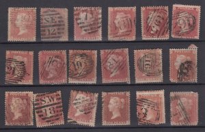 GB QV 1d Red Stars Unchecked Collection Of 18 Fine Used BP9045