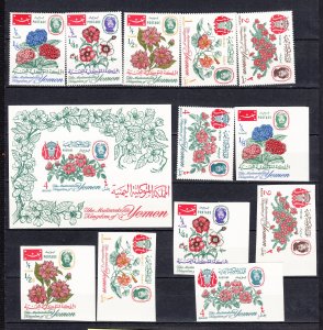 Z4611 Stamps YEMEN 1967 flowers set mnh perf and imperfs + s/s