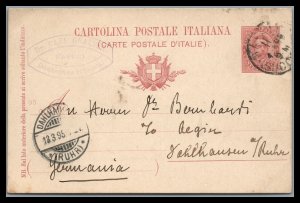 Italy 1895 Italian Postal Card to Dahlhausen Germany See Scan